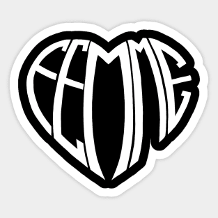 White Femme Heart Sticker